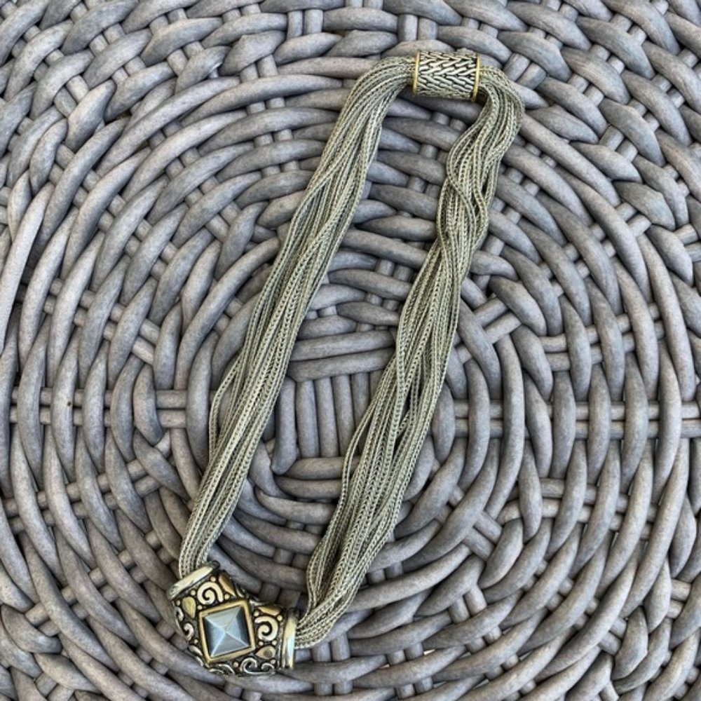 Multi-Strand Gray Statement Necklace - image 1